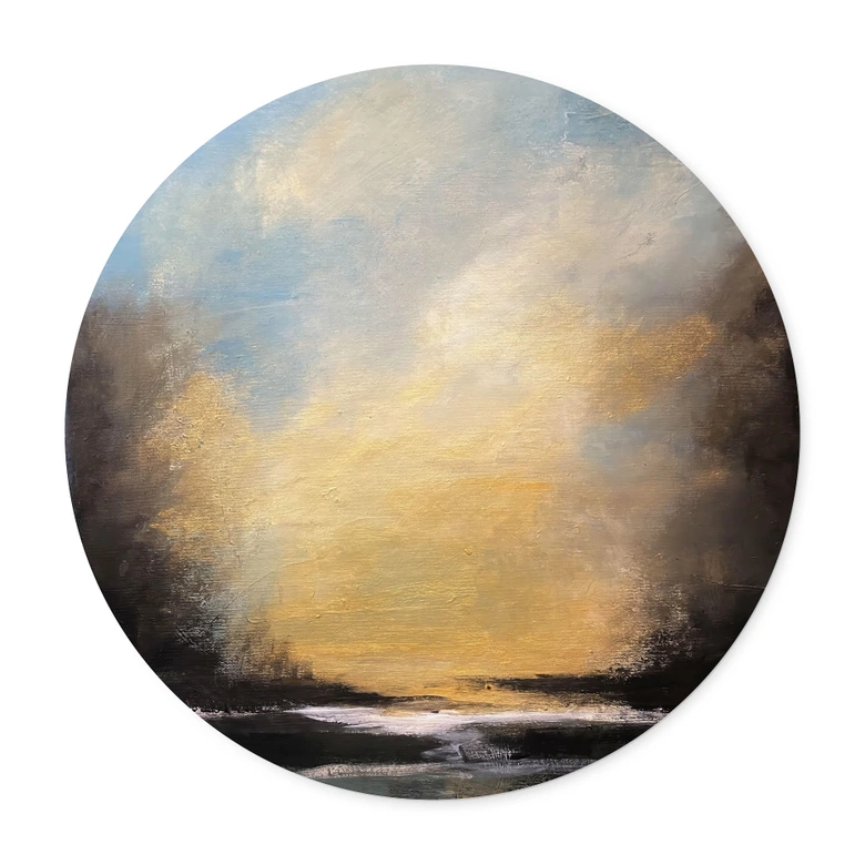 Poster Goldenes Licht am Abendhimmel - Bergius - Rund 