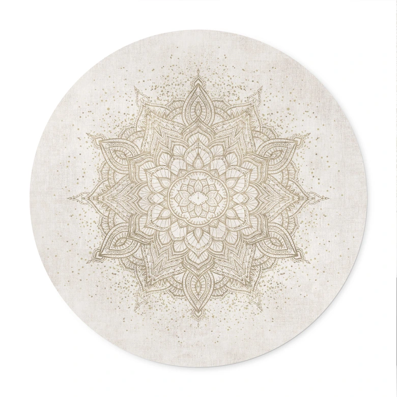 Poster Boho Ornament in Leinenoptik, Mandala - Bloomery Decor - Rund 