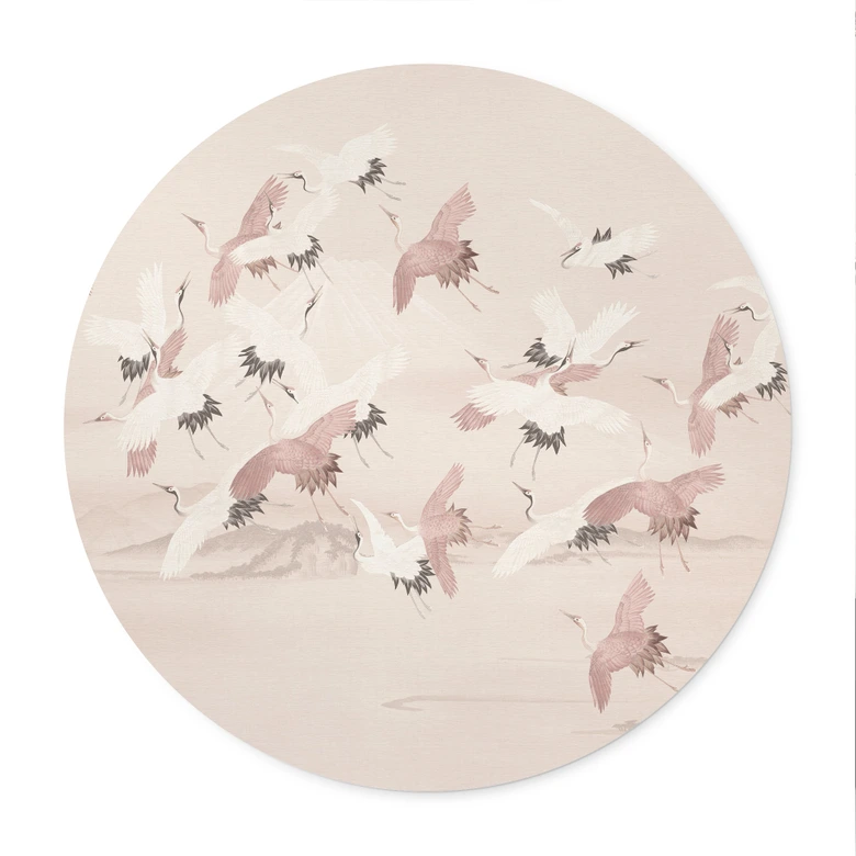 Poster med kranar över sjön - Bloomery Decor - Round 