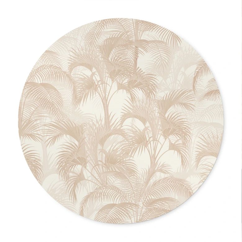 Plakat Palmy w dżungli beżowy - Bloomery Decor - okrągły 