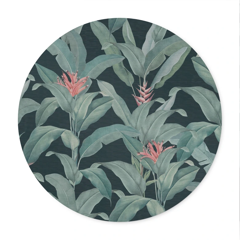 Poster Urban Jungle Tropenblätter Grün - Bloomery Decor - Rund 