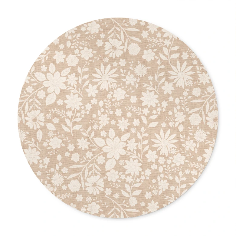 Poster Vintage Blumen in Leinenoptik - Bloomery Decor - Rund 