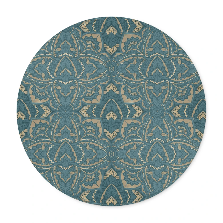 Poster Vintage Mandala in Türkisgold - Bloomery Decor - Rund 