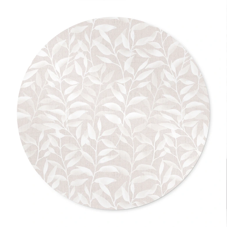 Poster Zarte Aquarell-Blätter - Soft Beige - Bloomery Decor - Rund 