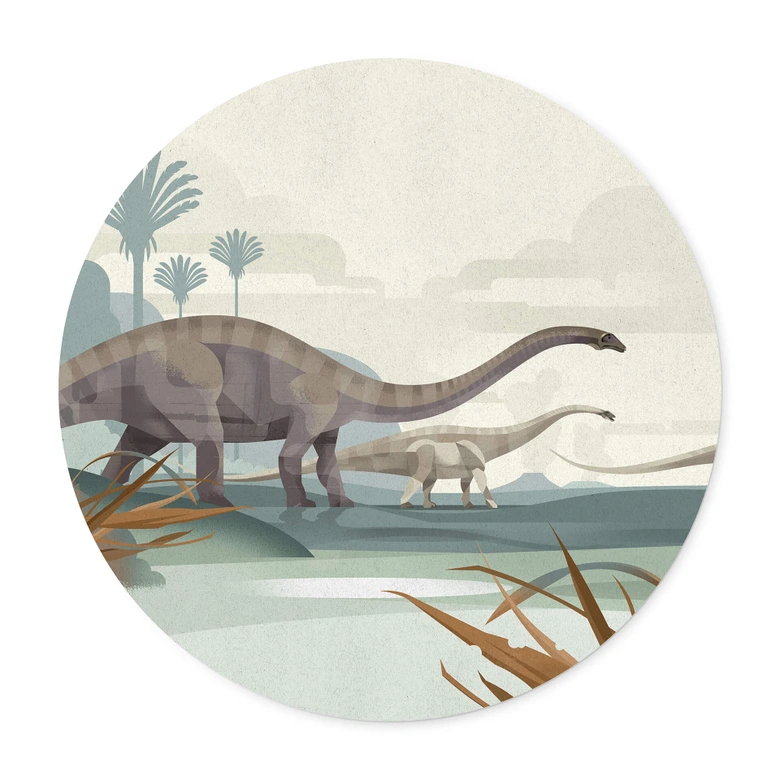 Poster Braun - Diplodocus - Rund 