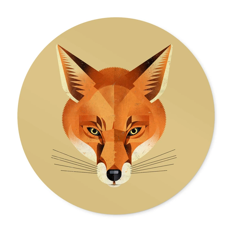 Poster Fuchs - Rund - Braun 