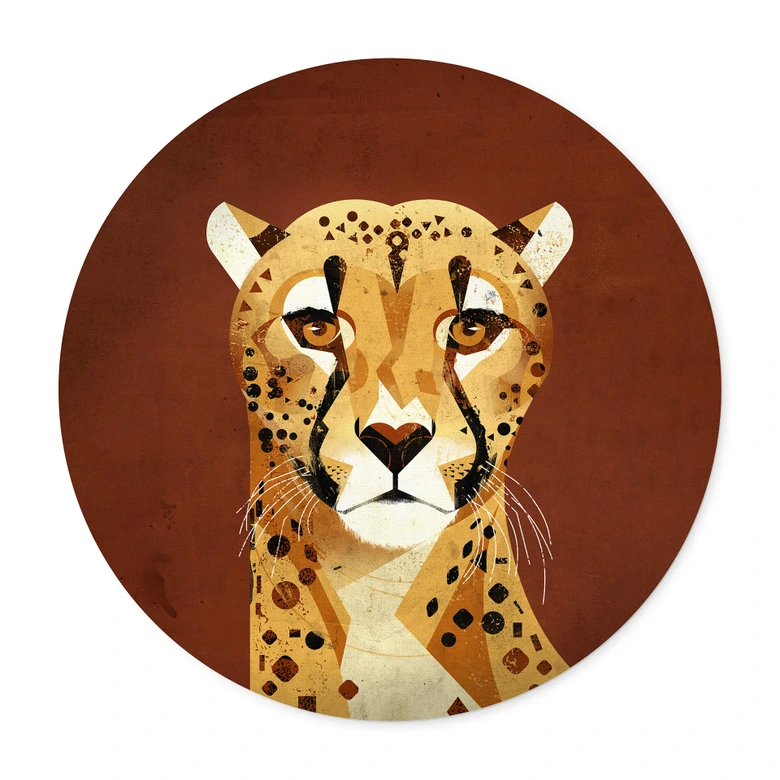 Poster Braun - Gepard - Rund 