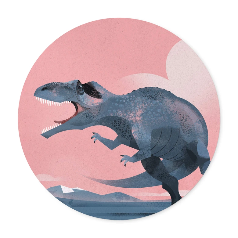 Kinderzimmer Poster - Giganotosaurus Rund - Braun 
