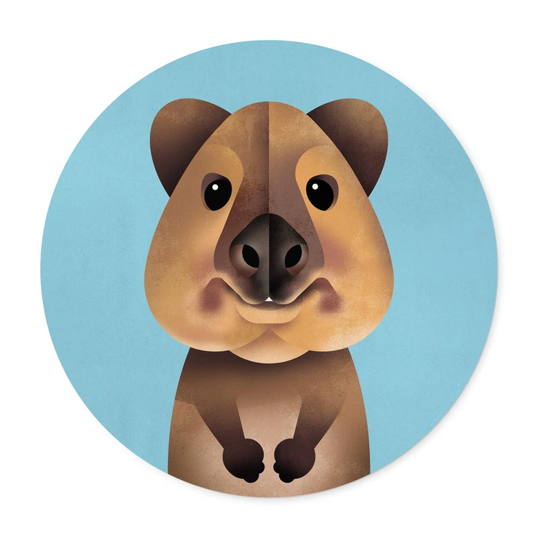 Poster Quokka - Barnposter rund - Braun 