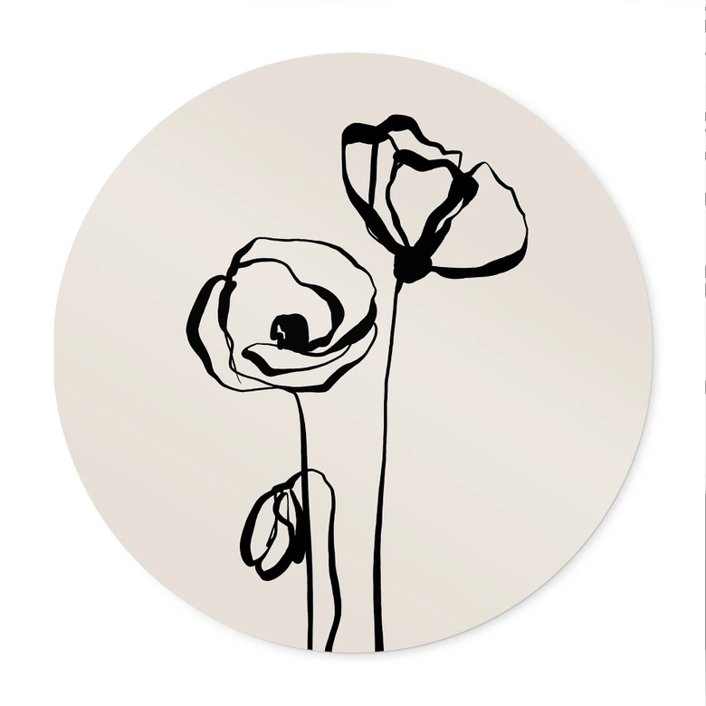 Poster Line Art Two Poppies - Cats & Dotz - Rund 