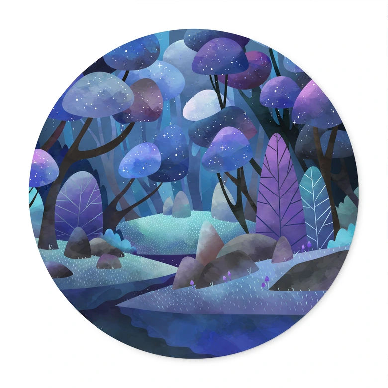 Poster med förtrollad skog i midnattsblått - DigitalArtsi - Round 