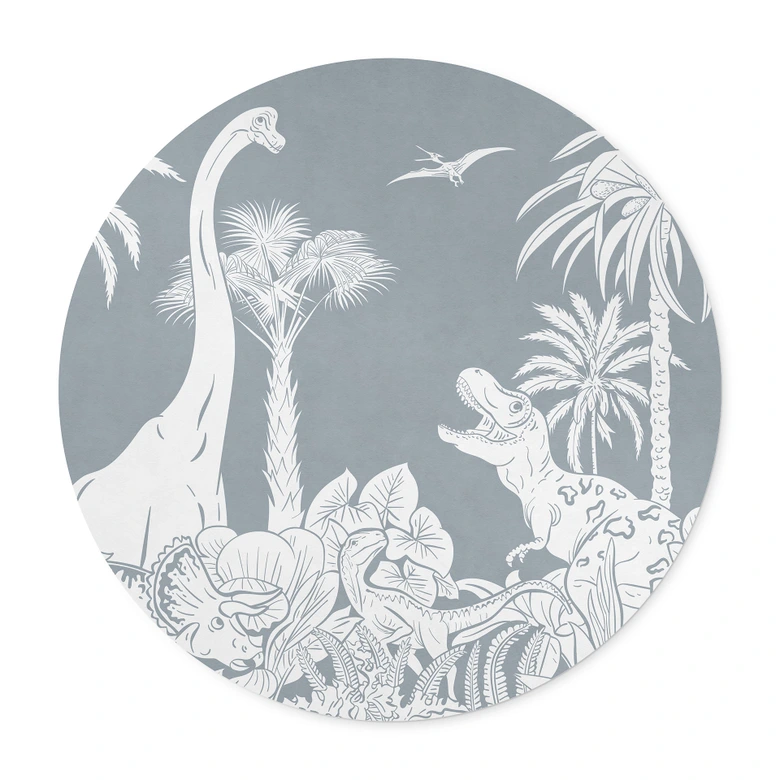 Poster Im Land der Dinosaurier - Blau - Kikki Belle - Rund 