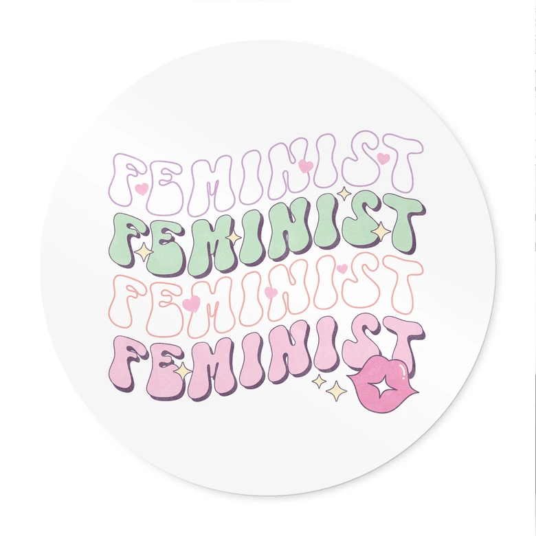 Poster Feminist Kussmund Pop Art - Rund 