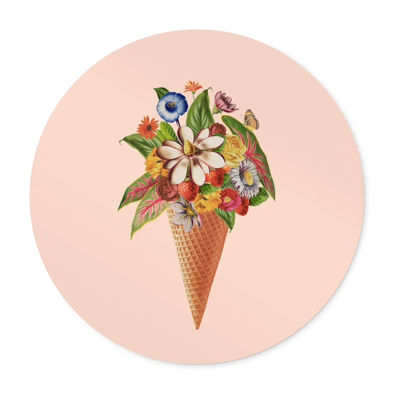 Poster Frida Floral Studio - Blumige Eistüte - Rund 