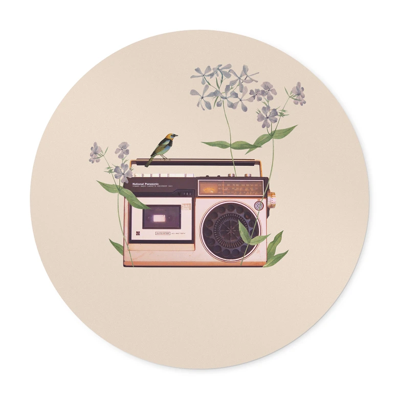 Poster Retro Radio floral - Frida Floral Studio - Rund 