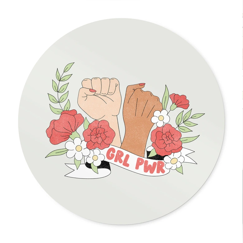 Plakat Girl Power Flowers Statement - rund 