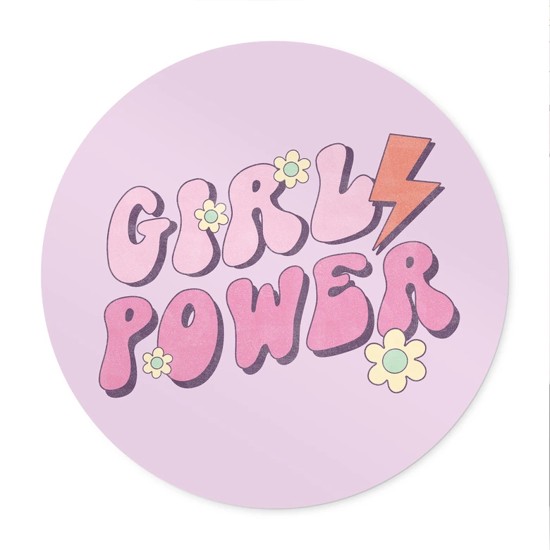 Poster Girl Power Retro Schriftzug Lila - Rund 