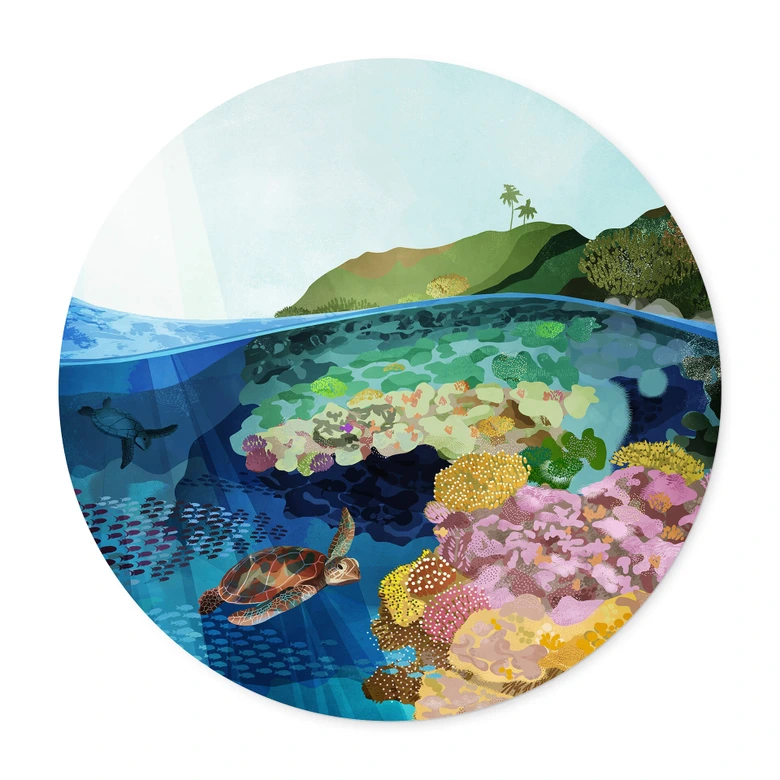 Poster Goed Blauw - Unterwasser - Rund 