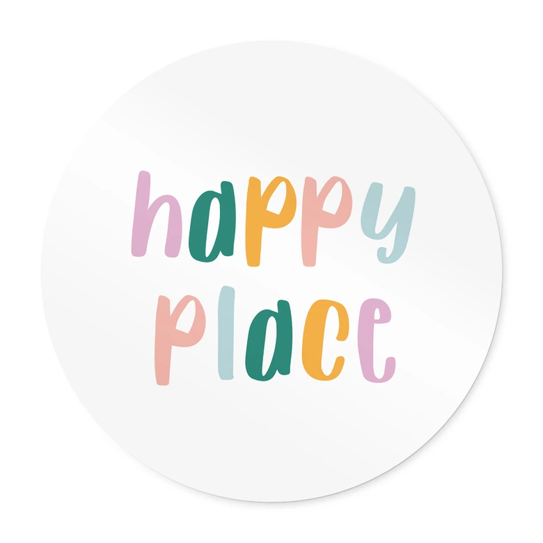 Spruch Poster - Happy place - Rund 
