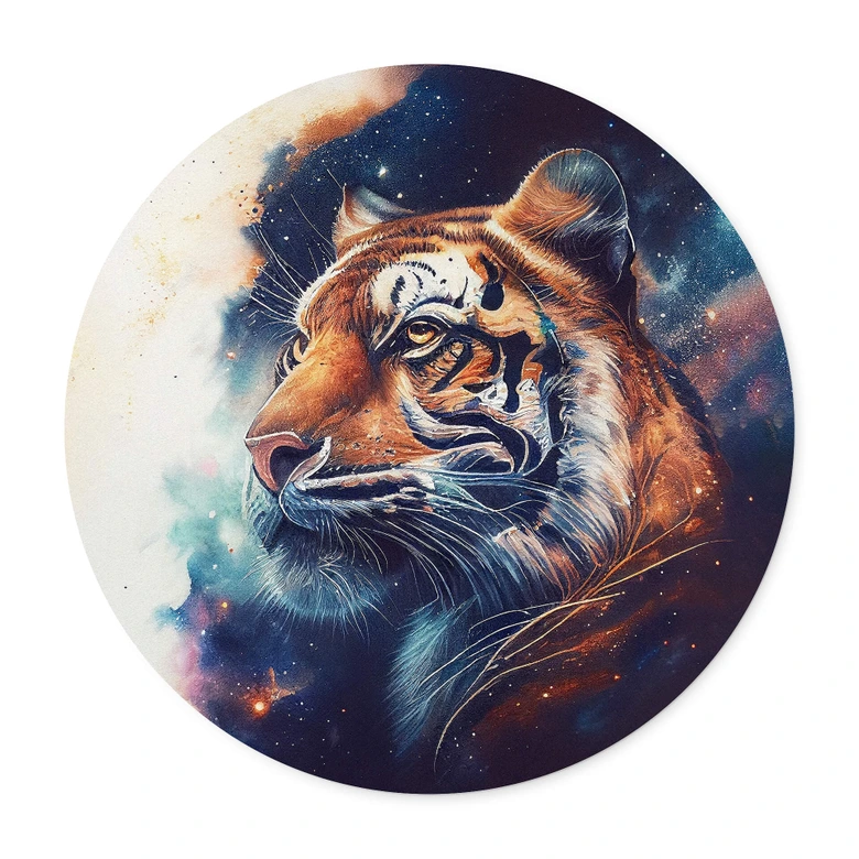 Poster Heine - Tiger im Sternenhimmel - Rund 