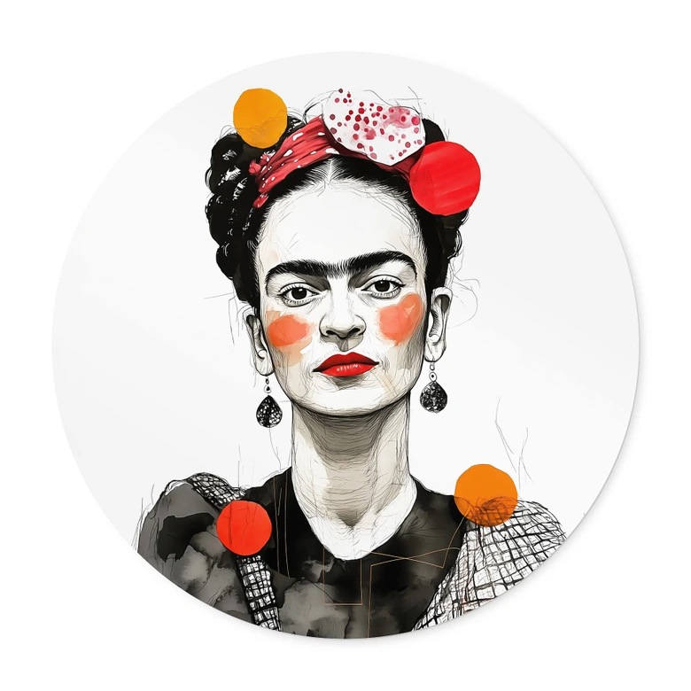 Póster Frida Kahlo retrato pop art - Jaszke - Redondo 