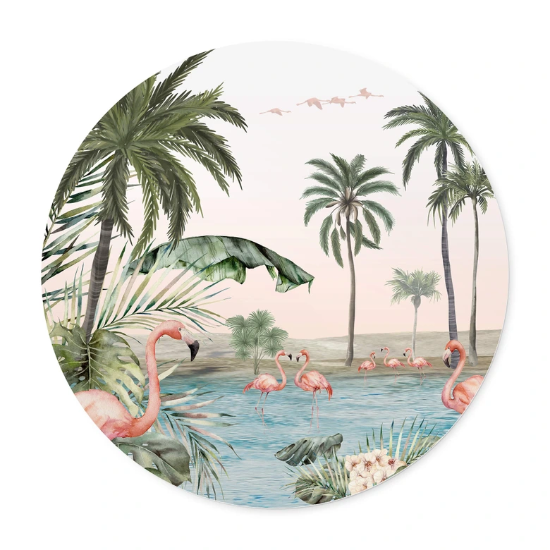 Ronde Poster Kikki Belle - Flamingo Oase 
