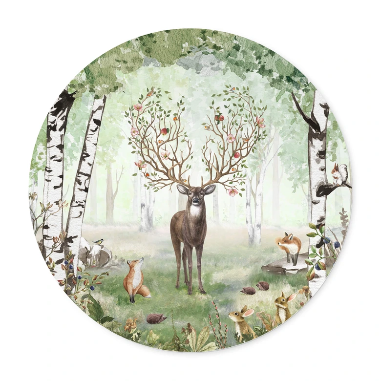 Poster Kikki Belle - Hirsch im Sommer - Rund 