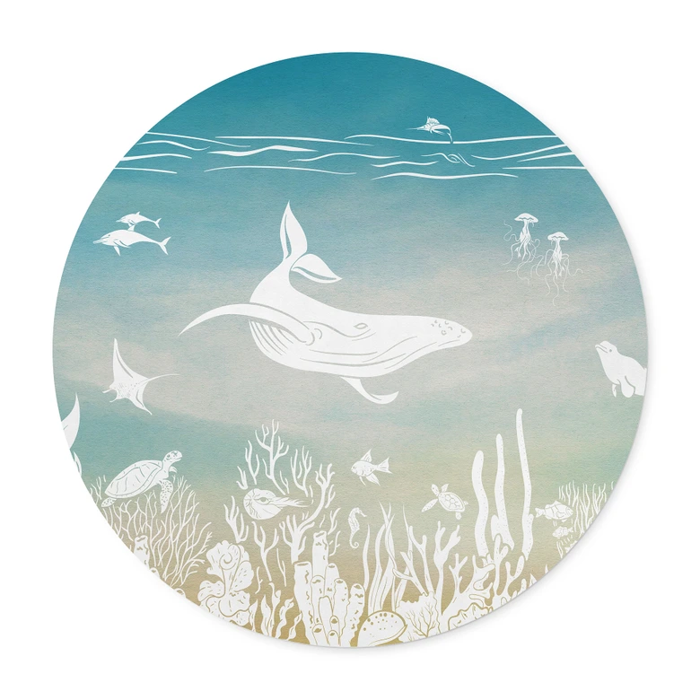 Poster undervattensvärld paradis - Ombre - Kikki Belle - Rund 