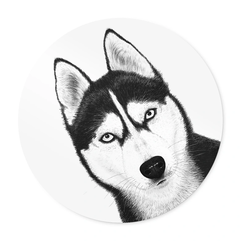 Póster Husky siberiano - Retrato de perro - Korenkova - Redondo 