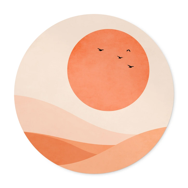 Poster Harmonische Landschaft orange - Kubistika - Rund 