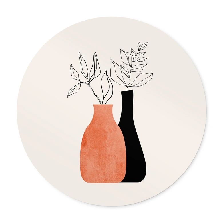 Poster Vazen in zwart en oranje - Kubistika 