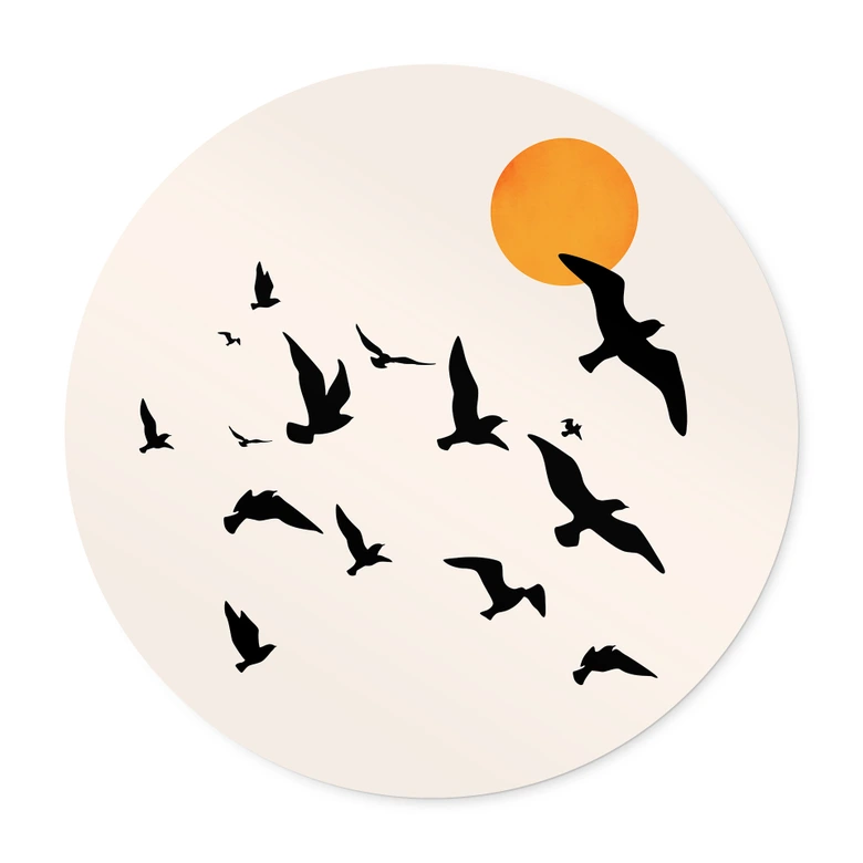 Poster Zugvögel auf dem Weg in den Süden - Kubistika - Rund 