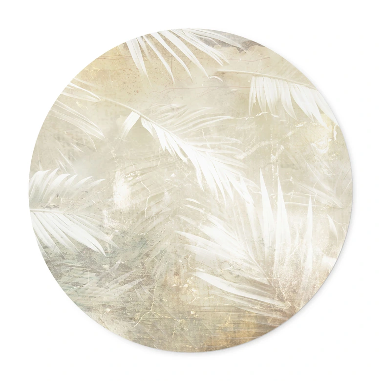 Póster abstracto de hojas de palmera blancas - Kulik - Redondo 