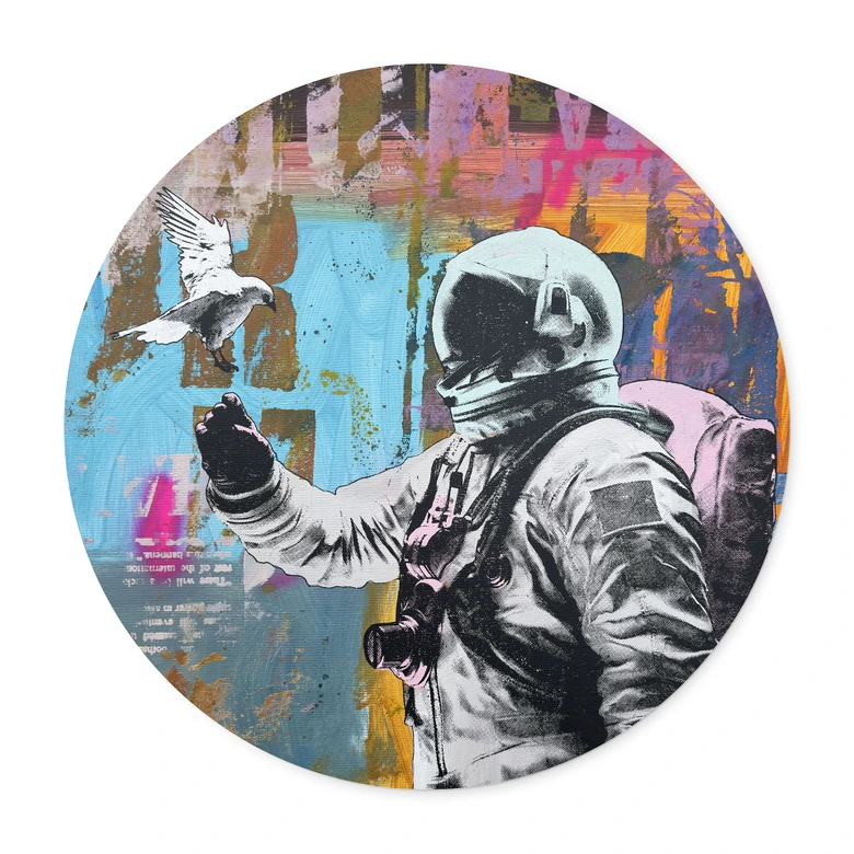 Poster Astronaut met duif - Kuryliuk - Rond 