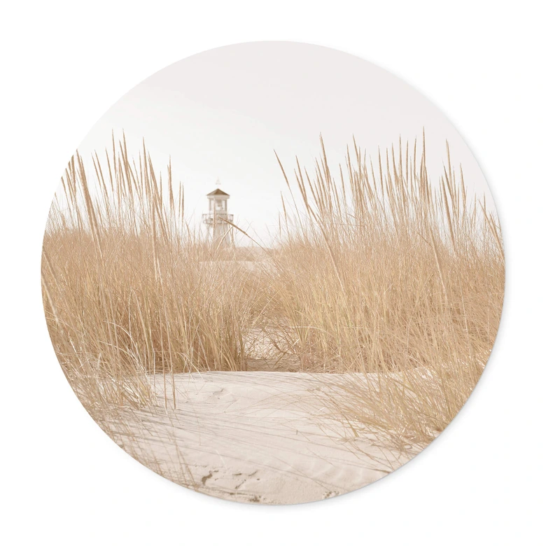 Poster rond Phare dans l'herbe des dunes 