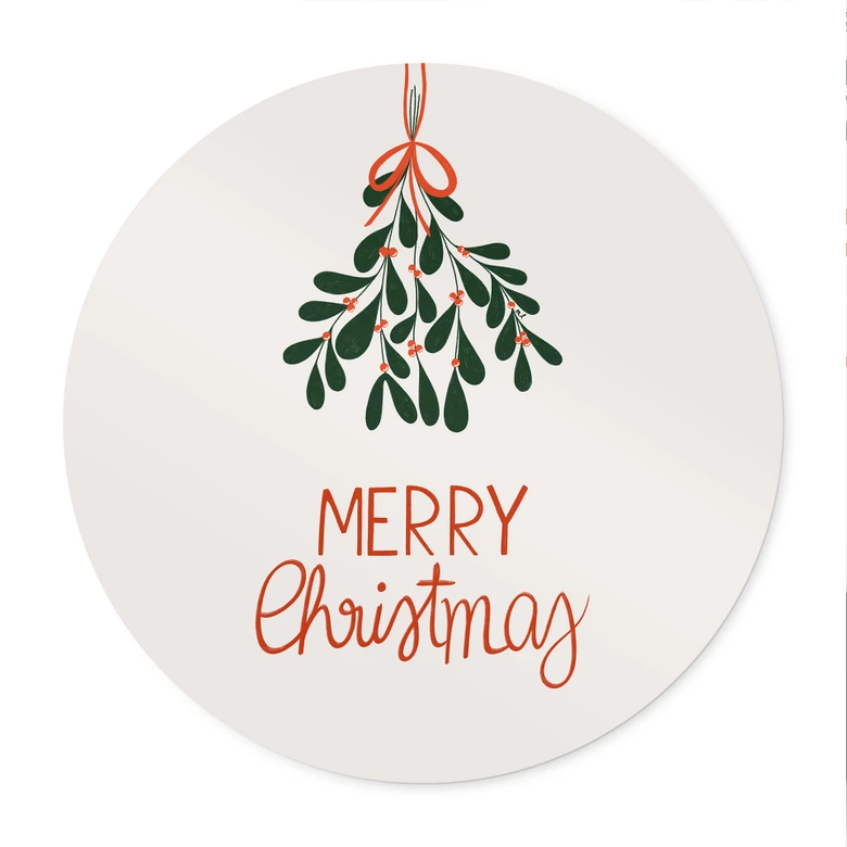Poster Merry Christmas mit Mistelzweig - Menina Lisboa - Rund 