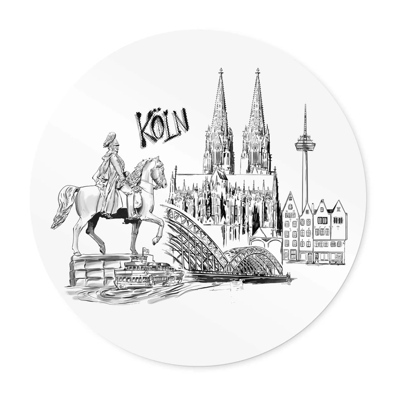 Póster Colonia - Blanco y negro - Redondo - Love your City 