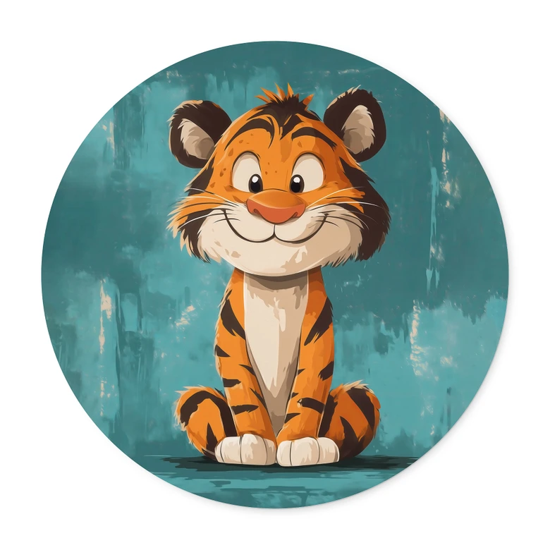 Poster Fröhliches Tigerbaby - Magnusson - Rund 