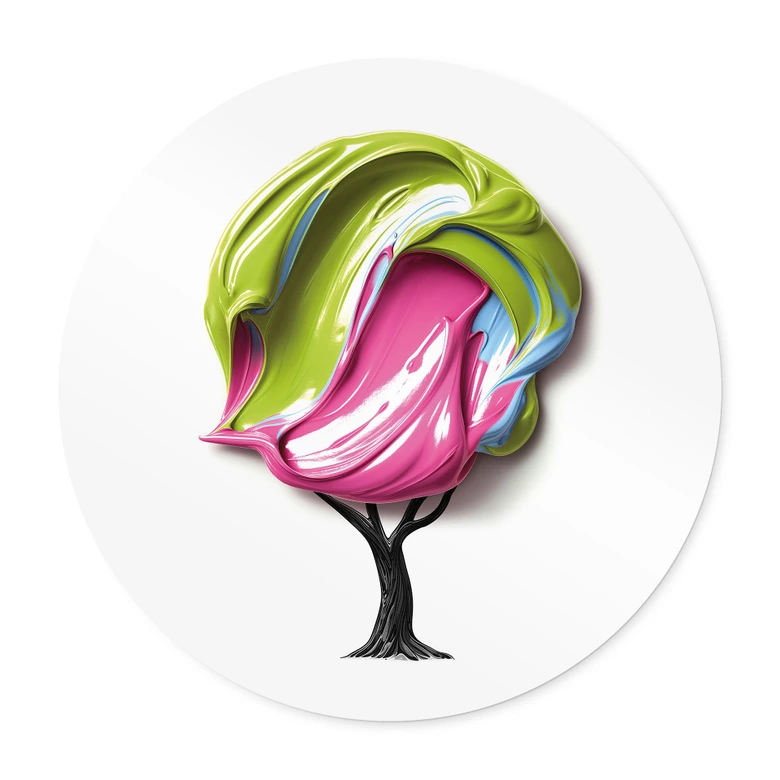 Poster Baum mit bunter 3D-Krone - Mielu - Rund 