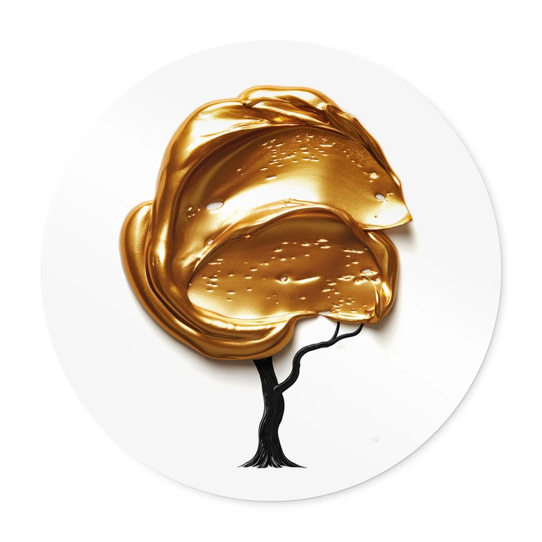 Póster árbol con corona dorada 3D - Mielu - Redondo 