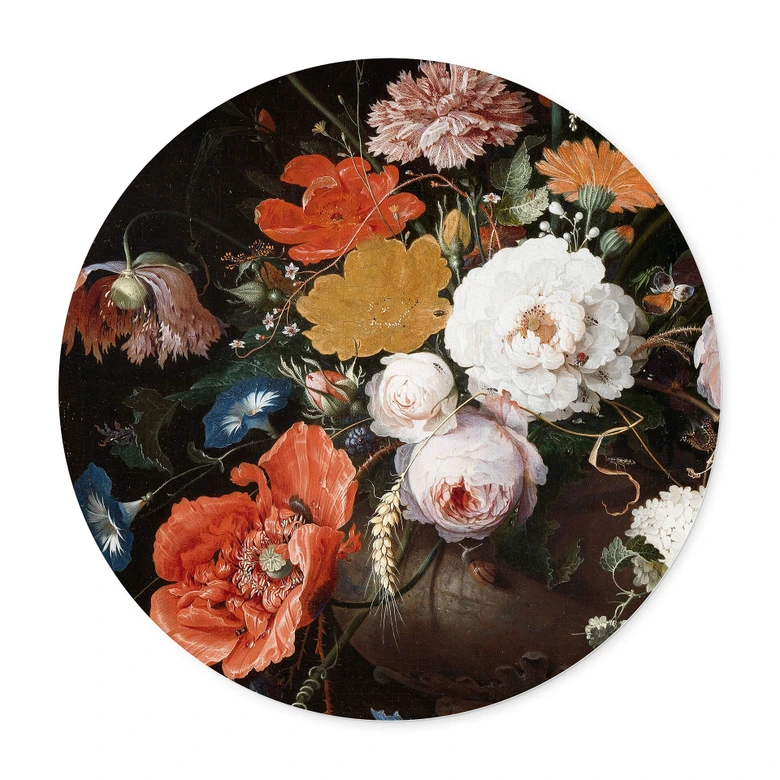 Poster Mignon - Stillleben mit Blumen und einer Uhr 