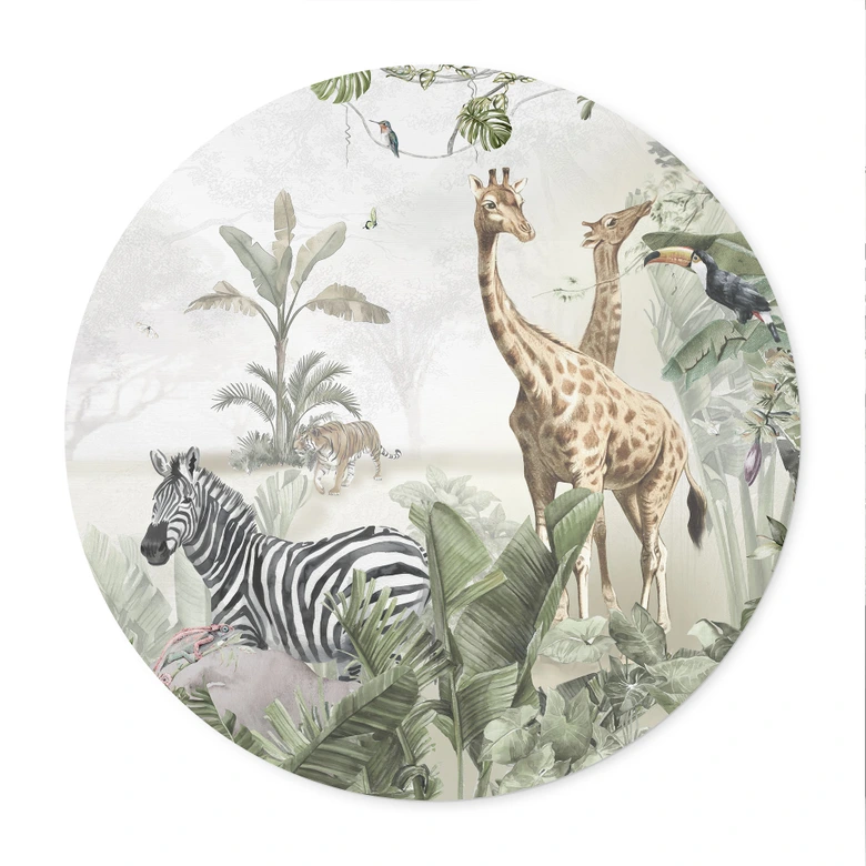 Poster Dschungeltiere auf großer Safari - Ms Tiff - Rund 
