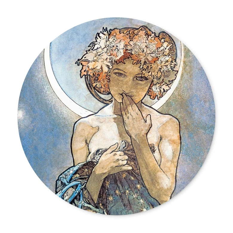 Poster Mucha - Sterne: Der Mond - Rund 