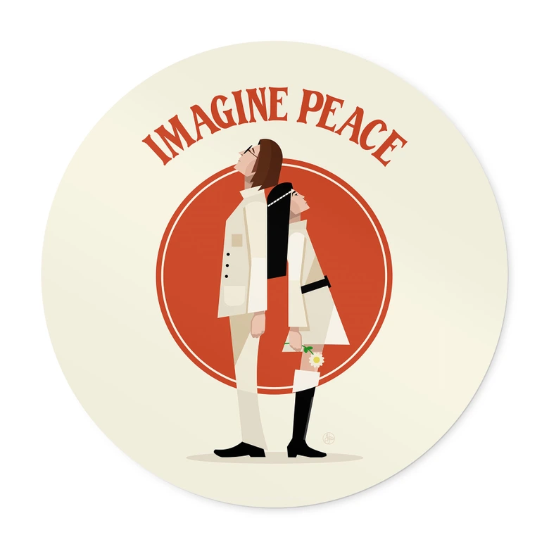 Plakat Imagine Peace - To for fred og håb - Retrodrome - Rund 