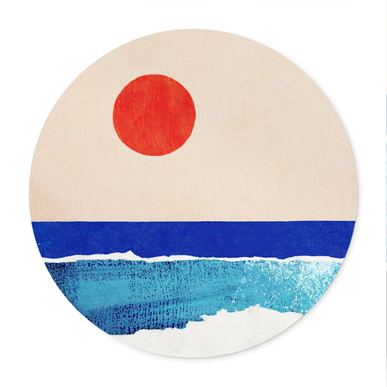 Plakat Cicha plaża o zachodzie słońca - Rivers - Okrągły 