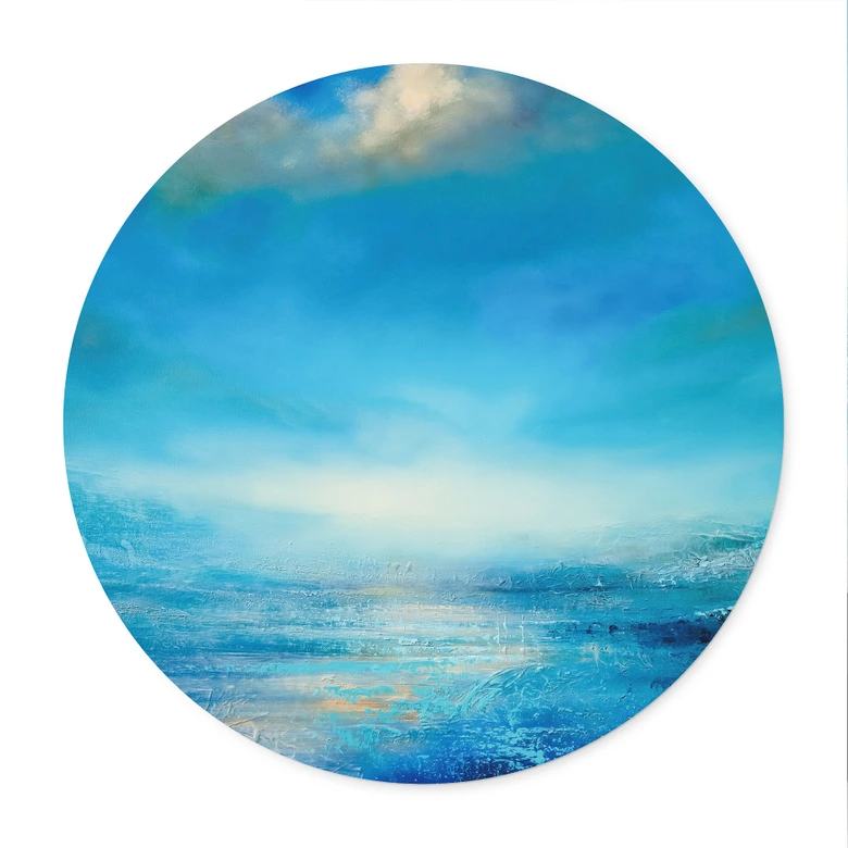 Poster Eindeloze uitgestrektheid in blauw - Schmucker - Rond 