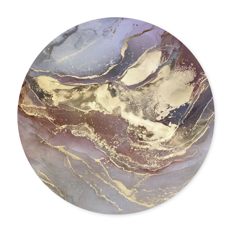 Poster Edle Strukturen in Gold und Violett - Shelest - Rund 