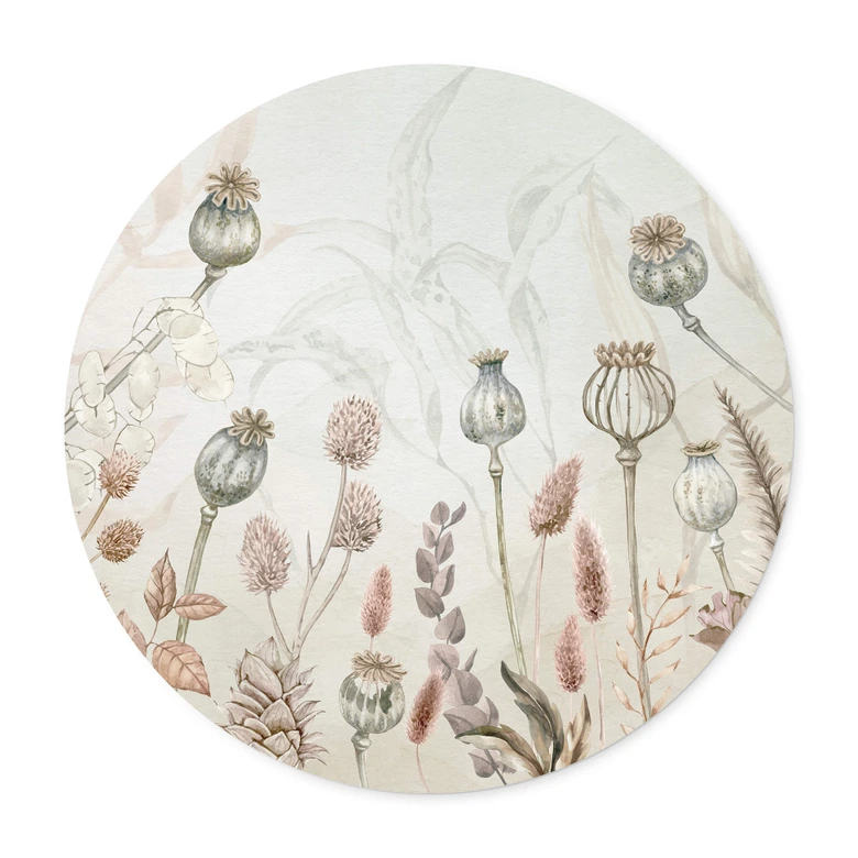 Plakat Sir Edward - Suszone Kwiaty Biały - Okrągły 