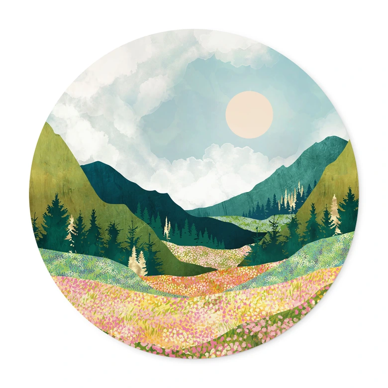 Poster Farbenfrohe Frühlingswiese - SpaceFrog Designs - Rund 