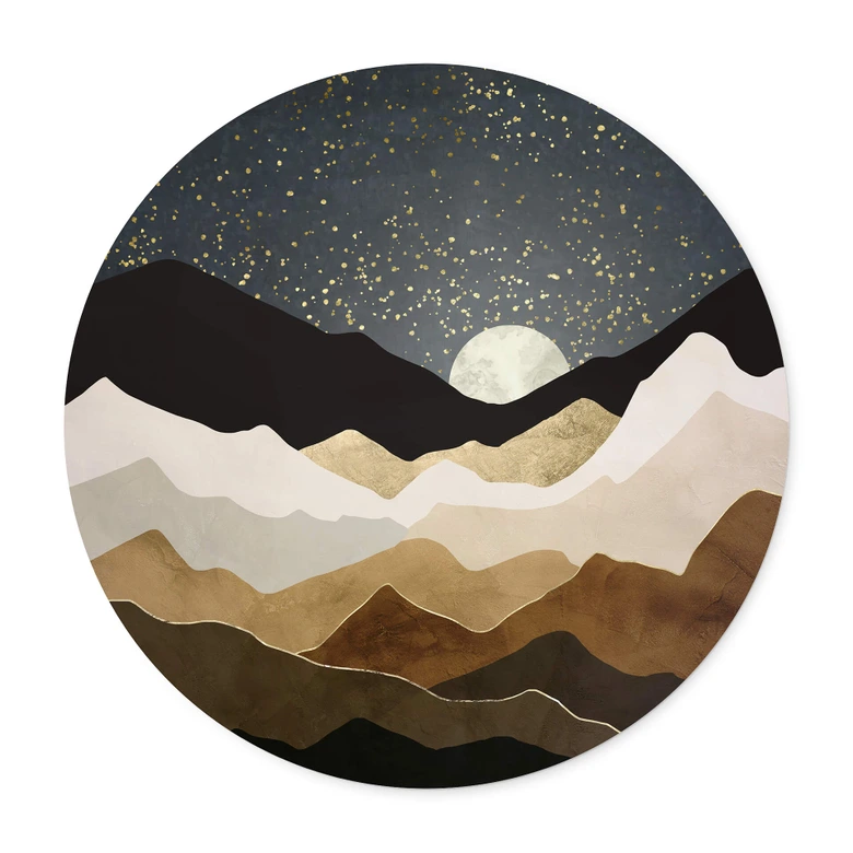 Poster SpaceFrog Designs - Goldene Sterne - Rund 